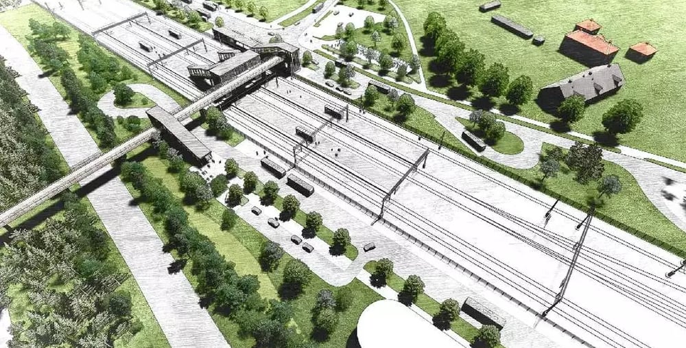 Skiss på Gävle Västra, ny järnvägsstation