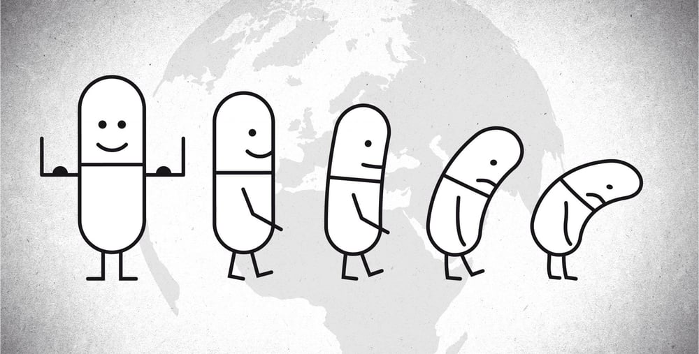 Hotad antibiotika - illustration till antibiotikaveckan 2021