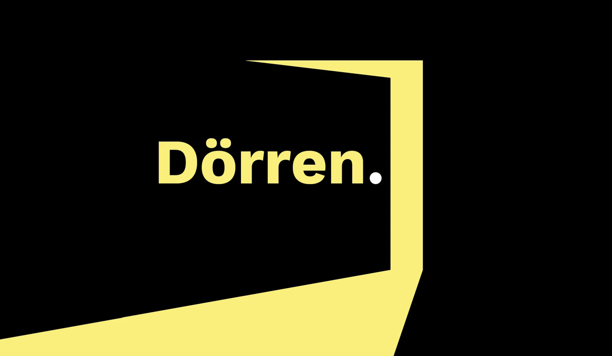 En svart och gul affisch med texten ”Dohren”.