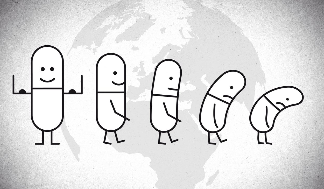 Hotad antibiotika - illustration till antibiotikaveckan 2021