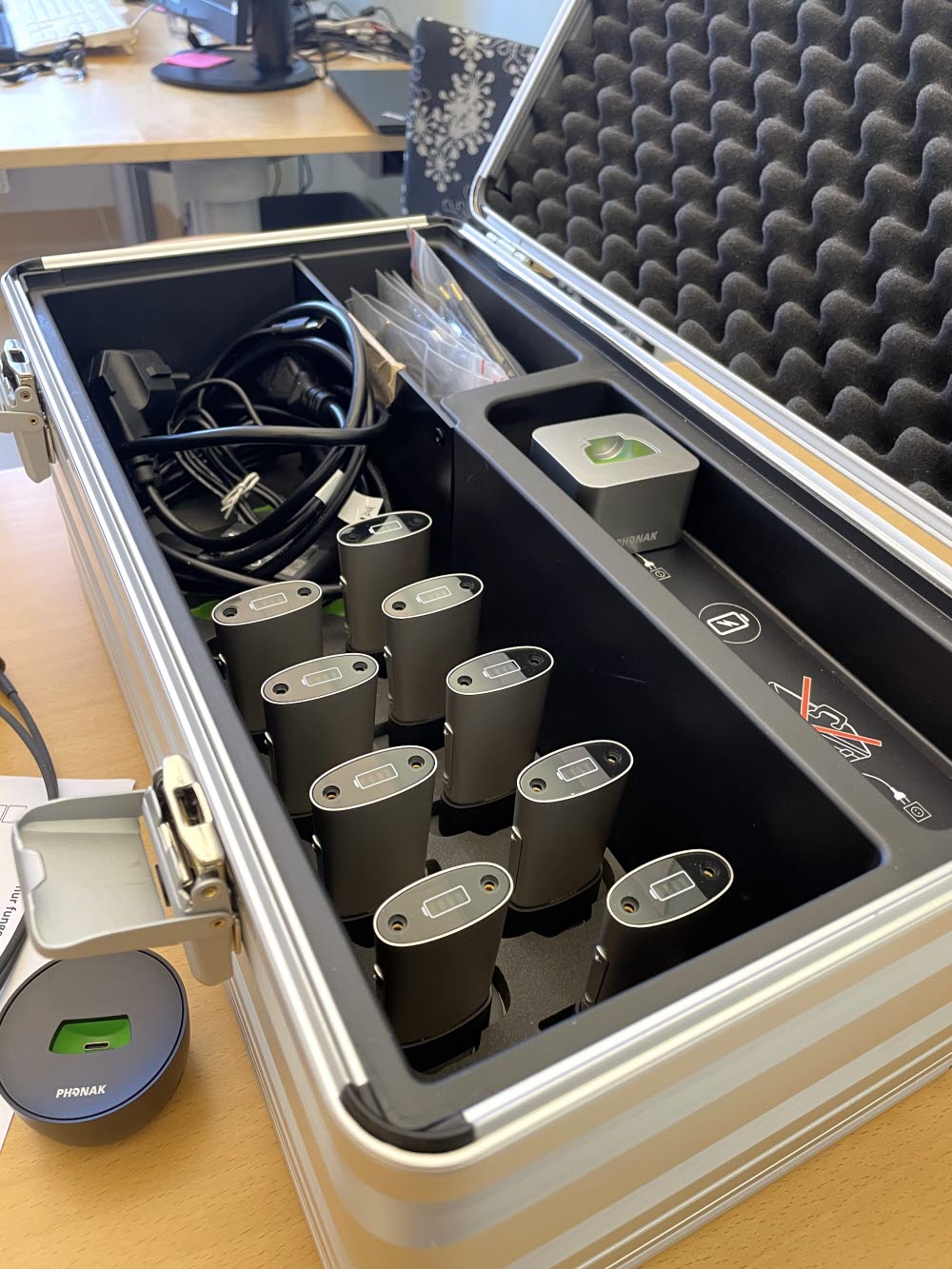 Utrustning för hörselhjälpmedel.