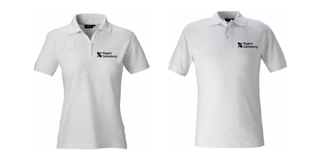 Vita pikétröjor med Region Gävleborgs logga
