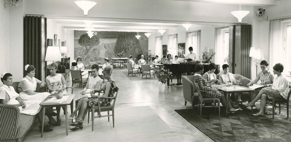 Salongen på Sjuksköterskeskolan Gävle, troligen 1960-tal.